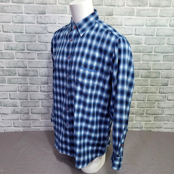Y2K SouthPole Mens L Blue Plaid Long Sleeve Button Front Shirt Streetwear - Picture 4 of 9